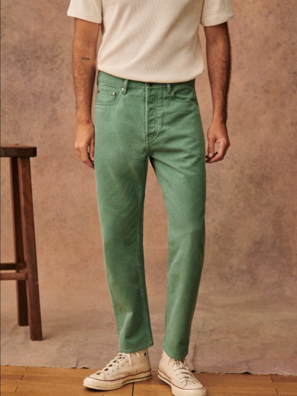 Sezane Octobre Editions Men's Swan Trousers in Faded Green